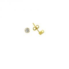 Beelo Gold 14K  Zirkon Tasarım Altın Küpe