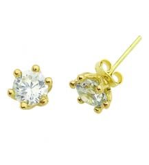 Beelo Gold 14K Altın Tek Taş Küpe