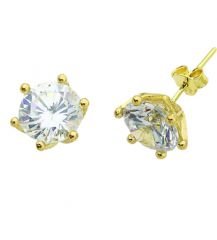 Beelo Gold 14K Altın Tek Taş Küpe