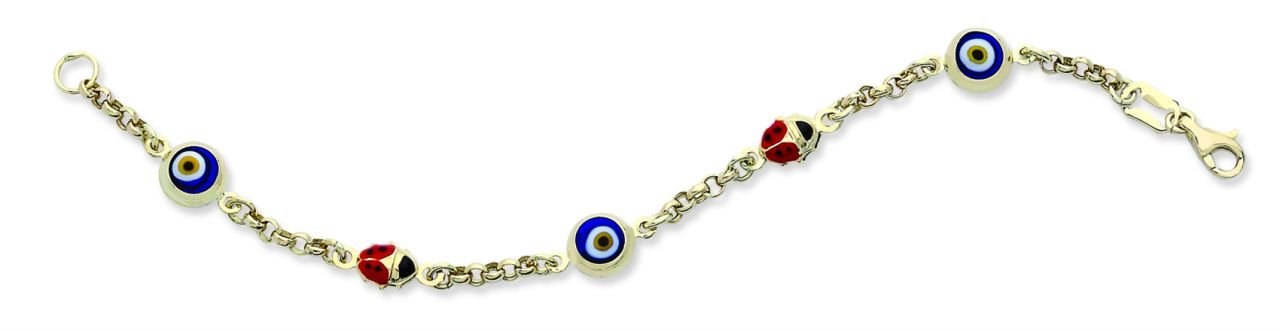 Beelo Gold 14K Altın Uğur Böceği Çocuk Nazar  Bileklik CML032