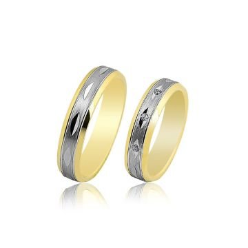 Beelo Gold 14K Altın 5 mm Alyans İkili Set Yüzük