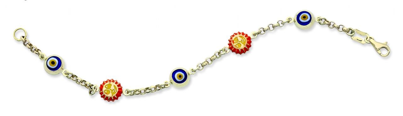 Beelo Gold 14K Altın Güneş Çocuk Nazar  Bileklik CML034