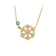 Beelo Gold 14K Altın Taşlı Kar Tanesi Nazar Kolye BGKL025