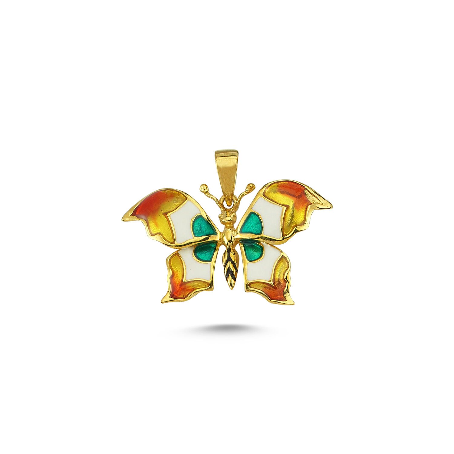 Beelo Gold 14K Altın Kelebek Mineli Kolye Ucu