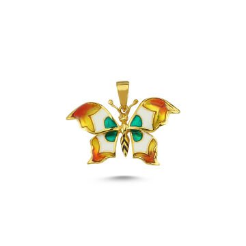 Beelo Gold 14K Altın Kelebek Mineli Kolye Ucu