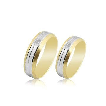 Beelo Gold 14K Altın 5 mm Alyans İkili Set Yüzük