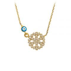 Beelo Gold 14K Altın Taşlı Kar Tanesi Nazar Kolye BGKL026