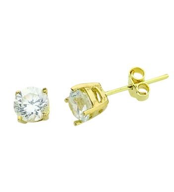Beelo Gold 14K Altın Tek Taş Küpe