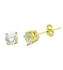 Beelo Gold 14K Altın Tek Taş Küpe