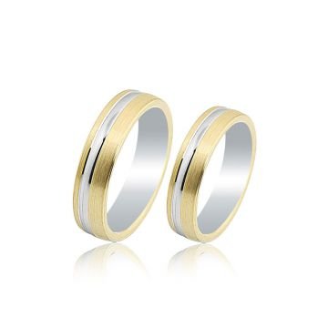 Beelo Gold 14K Altın 5 mm Alyans İkili Set Yüzük