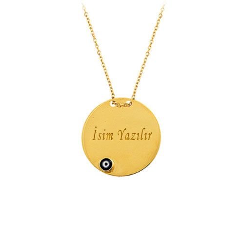 Beelo Gold 14K Altın Plaka Nazar Kolye BGKL028
