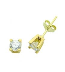 Beelo Gold 14K Altın Tek Taş Küpe