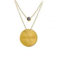 Beelo Gold 14K Altın Plaka Nazar Kolye BGKL029