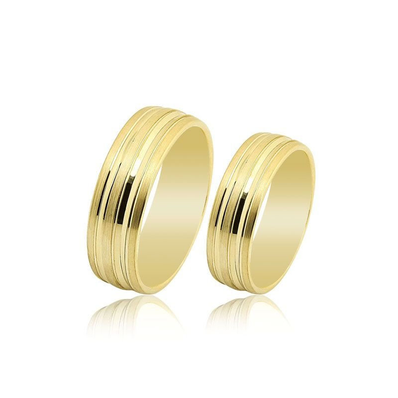 Beelo Gold 14K Altın 5 mm Alyans İkili Set Yüzük