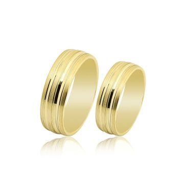 Beelo Gold 14K Altın 5 mm Alyans İkili Set Yüzük