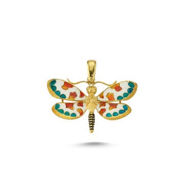 Beelo Gold 14K Altın Kelebek Mineli Kolye Ucu