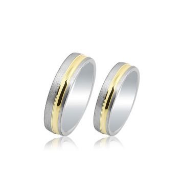 Beelo Gold 14K Altın 5 mm Alyans İkili Set Yüzük