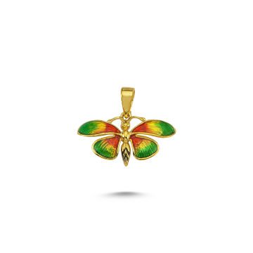 Beelo Gold 14K Altın Kelebek Mineli Kolye Ucu