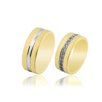 Beelo Gold 14K Altın 8 mm Alyans İkili Set Yüzük