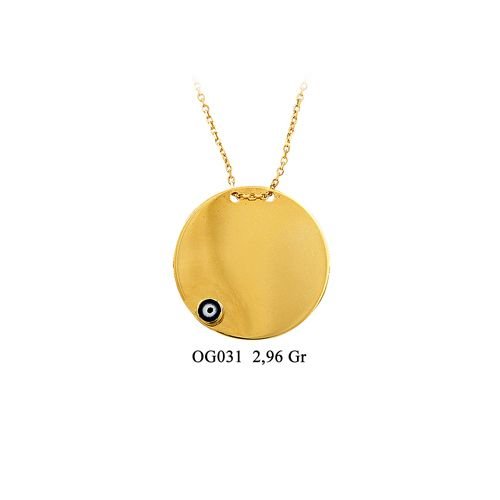 Beelo Gold 14K Altın Plaka Nazar Kolye BGKL031