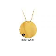 Beelo Gold 14K Altın Plaka Nazar Kolye BGKL031