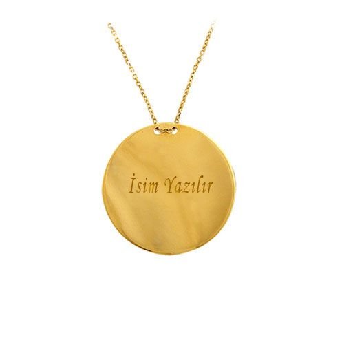 Beelo Gold 14K Altın Plaka Madalyon İsim Kolye BGKL032