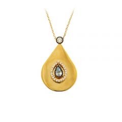 Beelo Gold 14K Altın Taşlı Damla Plaka Kolye BGKL033