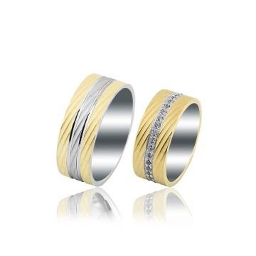 Beelo Gold 14K Altın 8 mm Alyans İkili Set Yüzük