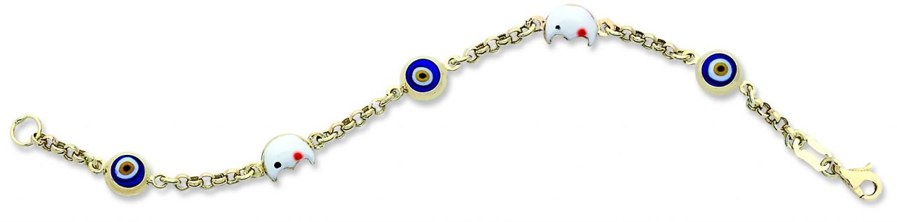 Beelo Gold 14K Altın Ay Çocuk Nazar  Bileklik CML045