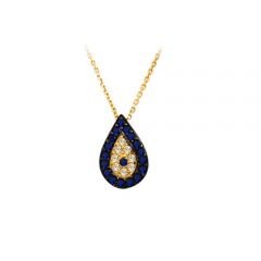 Beelo Gold 14K Altın Taşlı Damla Nazar Kolye BGKL034
