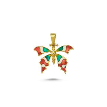 Beelo Gold 14K Altın Kelebek Mineli Kolye Ucu