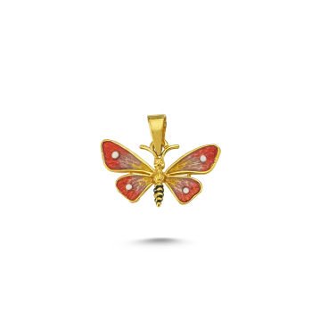 Beelo Gold 14K Altın Kelebek Mineli Kolye Ucu
