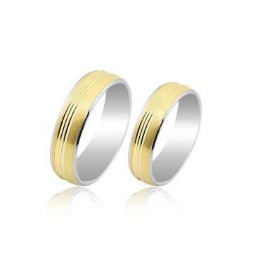 Beelo Gold 14K Altın 6 mm Alyans İkili Set Yüzük