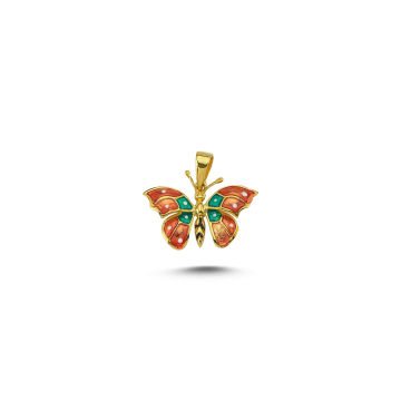 Beelo Gold 14K Altın Kelebek Mineli Kolye Ucu