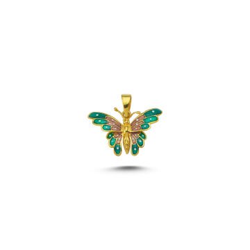 Beelo Gold 14K Altın Kelebek Mineli Kolye Ucu