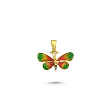 Beelo Gold 14K Altın Kelebek Mineli Kolye Ucu