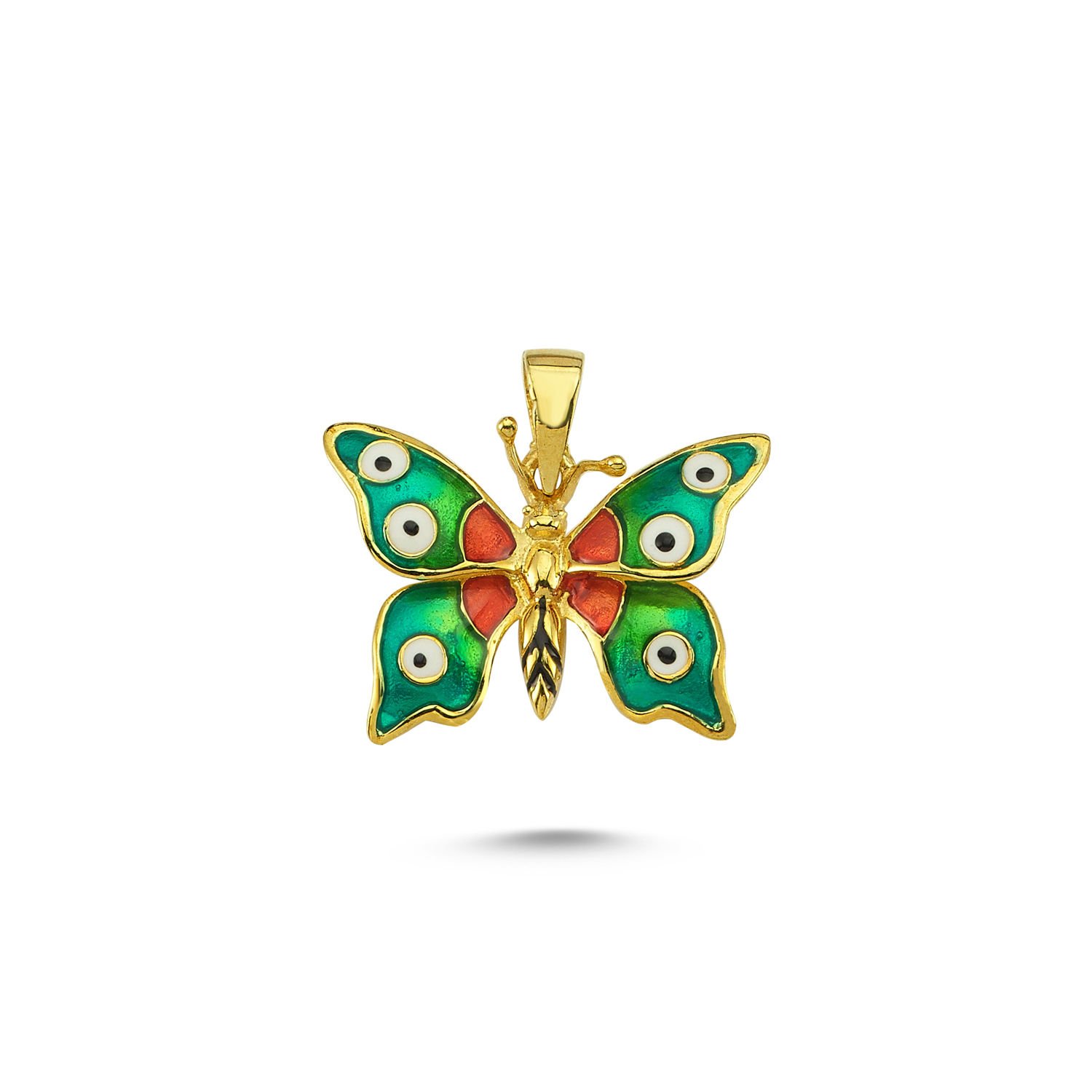 Beelo Gold 14K Altın Kelebek Mineli Kolye Ucu