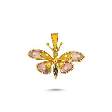 Beelo Gold 14K Altın Kelebek Mineli Kolye Ucu