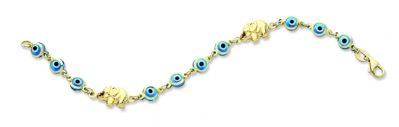 Beelo Gold 14K Altın Fil (Bereket) Çocuk Nazar Bileklik CMK006