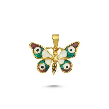 Beelo Gold 14K Altın Kelebek Mineli Kolye Ucu
