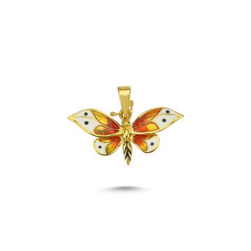 Beelo Gold 14K Altın Kelebek Mineli Kolye Ucu