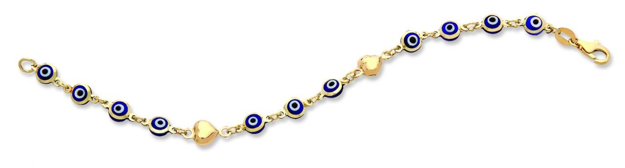 Beelo Gold 14K Altın Kalp Çocuk Nazar Bileklik CMK010