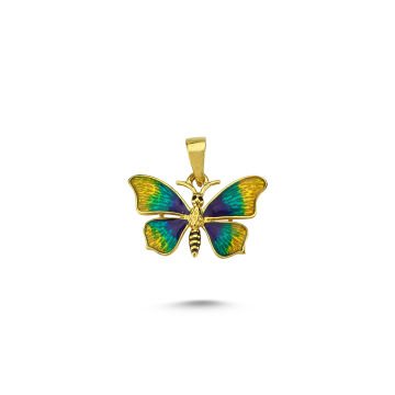 Beelo Gold 14K Altın Kelebek Mineli Kolye Ucu