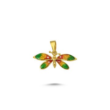 Beelo Gold 14K Altın Kelebek Mineli Kolye Ucu
