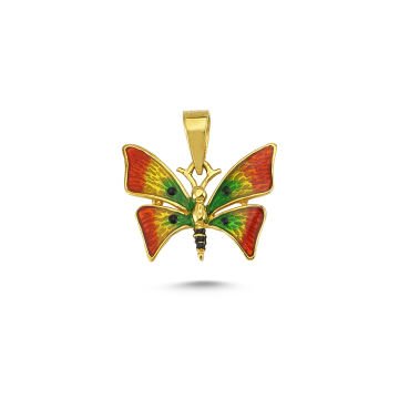Beelo Gold 14K Altın Kelebek Mineli Kolye Ucu