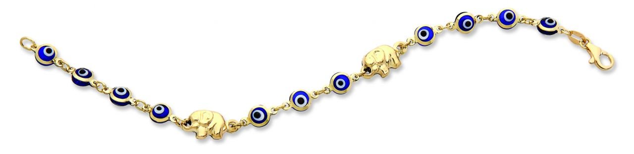 Beelo Gold 14K Altın Fil (Bereket) Çocuk Nazar Bileklik CMK014