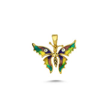Beelo Gold 14K Altın Kelebek Mineli Kolye Ucu