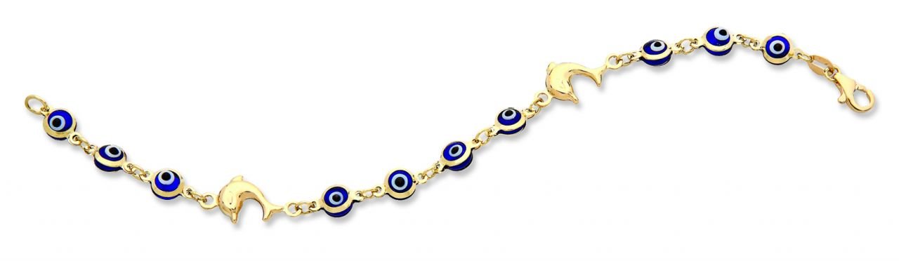 Beelo Gold 14K Altın Yunus Çocuk Nazar Bileklik CMK015