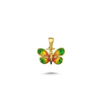 Beelo Gold 14K Altın Kelebek Mineli Kolye Ucu