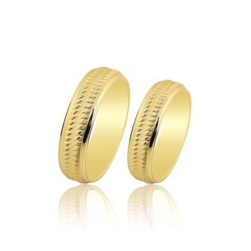 Beelo Gold 14K Altın 6 mm Alyans İkili Set Yüzük